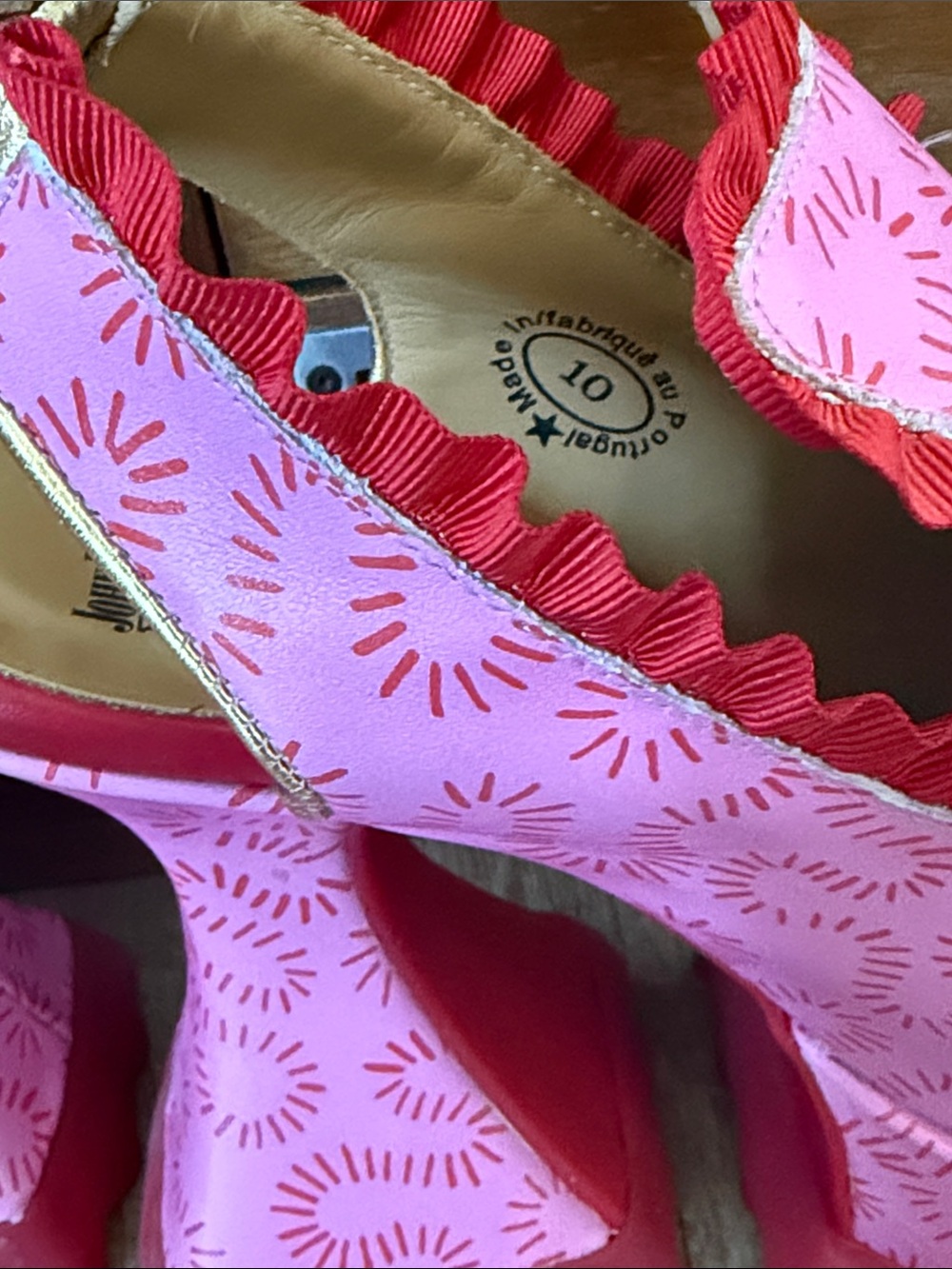 Munster Max Ruffle Lady Miss Platform Slingback Sandals Zandra Rhodes Size 10 - Picture 4 of 10